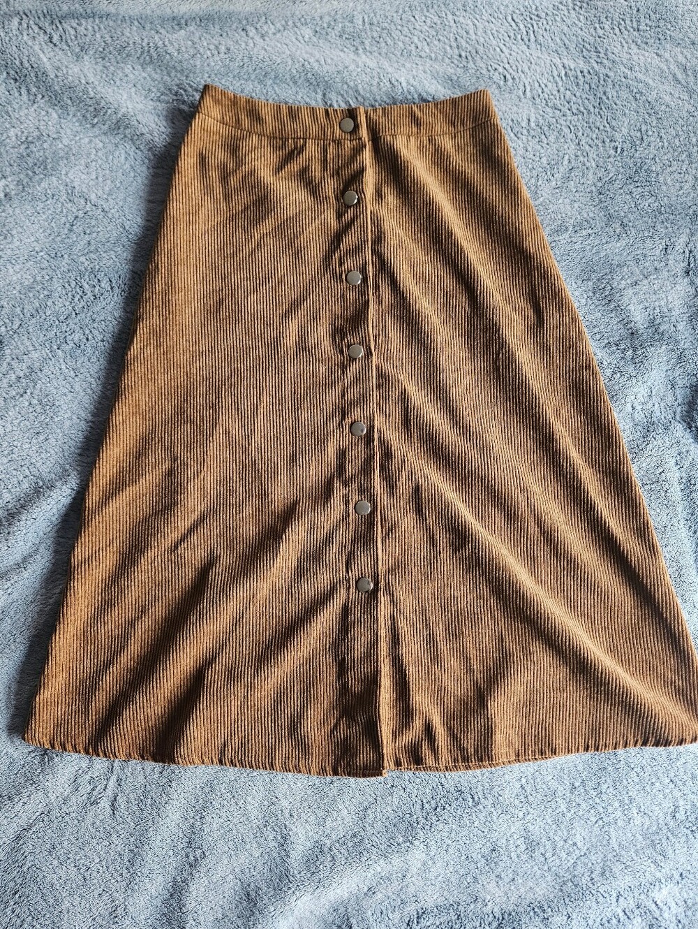 SHEIN Button-Front Corduroy A-Line Skirt in Brown